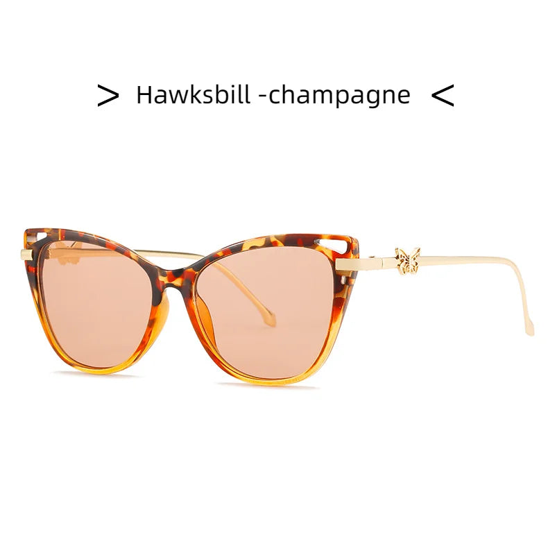 unique colorful butterfly sunglasses champagne