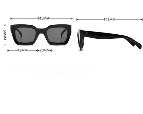 Size of Unique Flat Top Cool Colorful Square Sunglasses