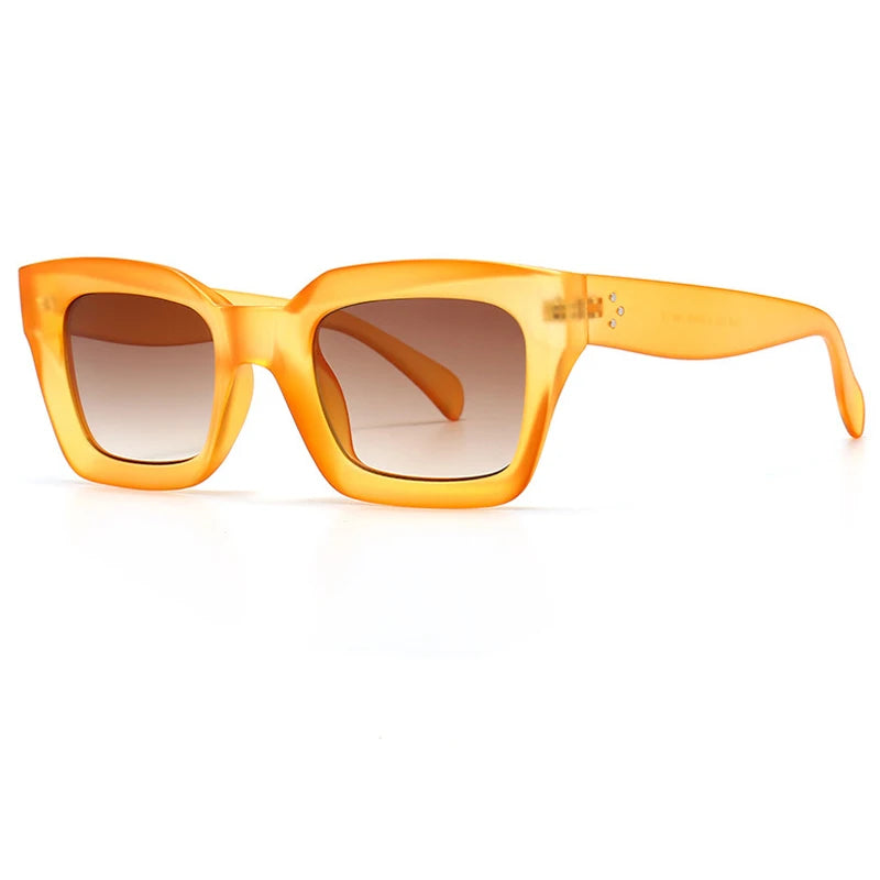 Orange Unique Flat Top Cool Colorful Square Sunglasses
