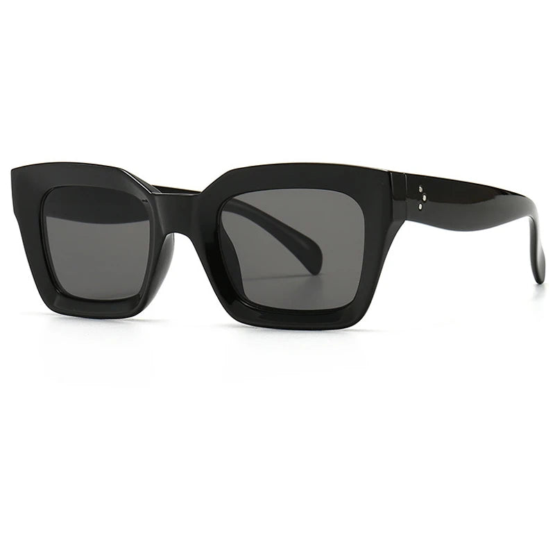 Black Unique Flat Top Cool Colorful Square Sunglasses