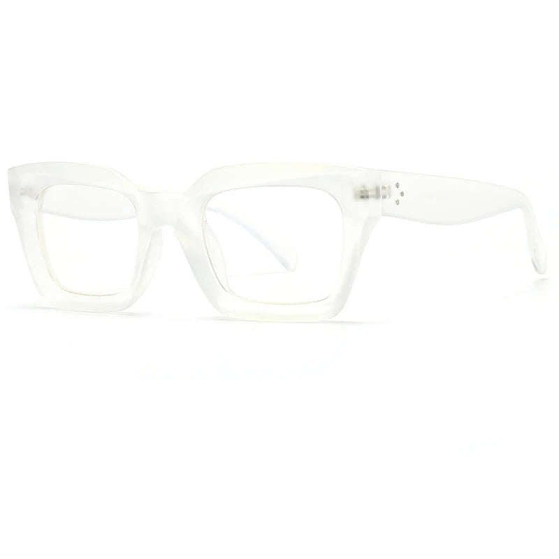 White Unique Flat Top Cool Colorful Square Sunglasses