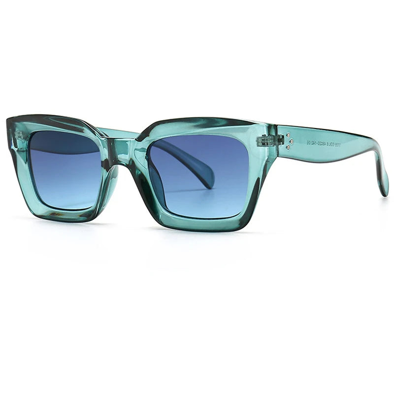 Green Unique Flat Top Cool Colorful Square Sunglasses