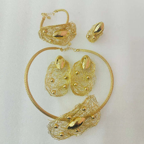 Unique Gold Color Copper Jewelry Set