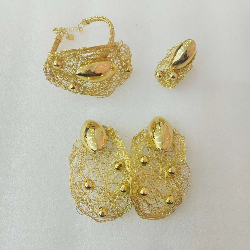 Unique Gold Color Copper Jewelry Set