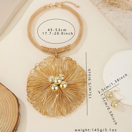 Size of Unique Handmade Aluminum Flower Statement Jewelry