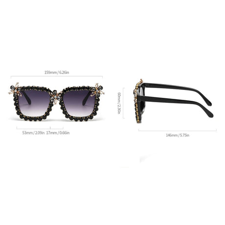 Size of Unique Large Diamond Luxury Rhinestone Sunglasses
