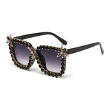 Black Unique Large Diamond Luxury Rhinestone Sunglasses