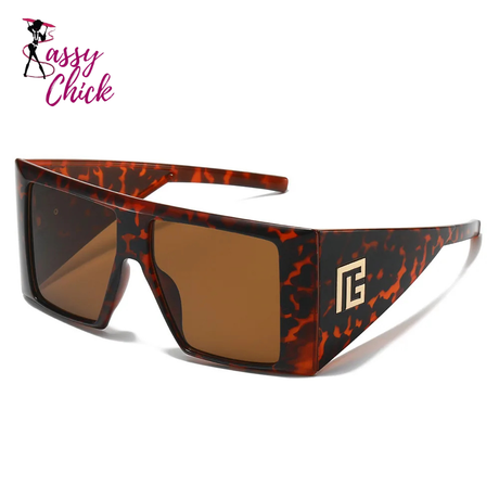 Unique Oversized Square Ladies Sunglasses Sassy Chick Logo