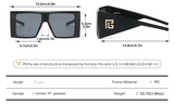 Size of Unique Oversized Square Ladies Sunglasses