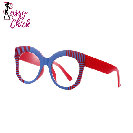 Unique Stripe Frame Cat Eye Reading Glasses Sassy Chick Logo