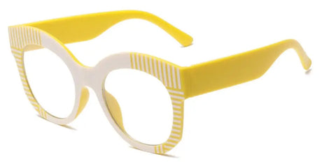 Unique Stripe Frame Cat Eye Reading Glasses white yellow