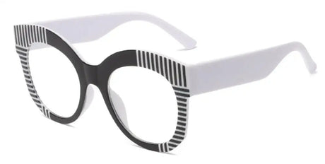 Unique Stripe Frame Cat Eye Reading Glasses white black