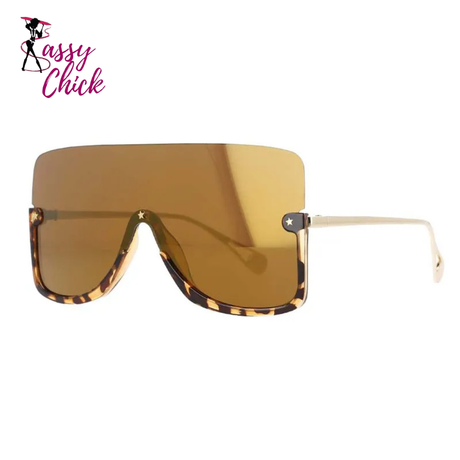 Uv400 Oversized Half Frame Luxury Sunglasses Sassy Chick Logo