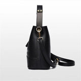 Versatile Leather Bucket Tote Bag