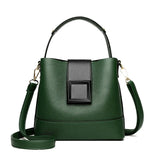 Green Versatile Leather Bucket Tote Bag