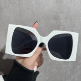 White Versatile Stylish Casual Face-Shaping Women's Sunglasses