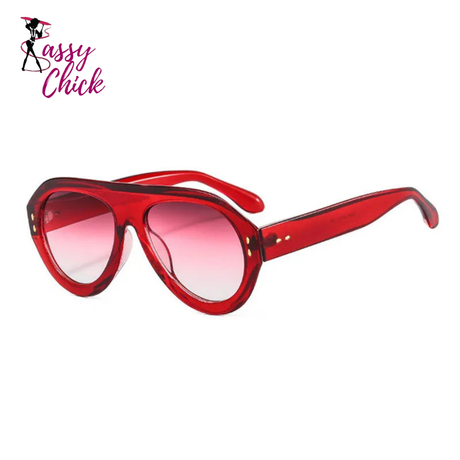 Versatile Trendy Rivet Large Frame Pilot Sunglasses Sassy Chick Logo