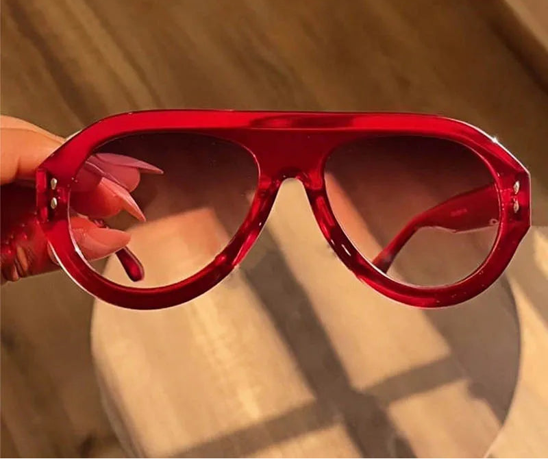Versatile Trendy Rivet Large Frame Pilot Sunglasses