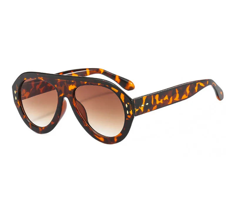 Versatile Trendy Rivet Large Frame Pilot Sunglasses