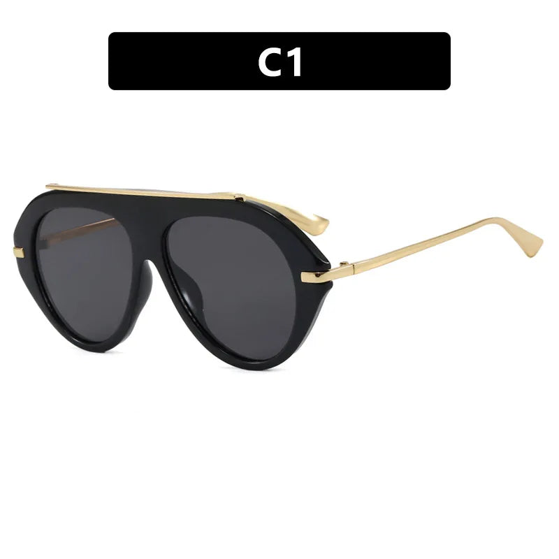 Black Vintage Big Size UV400 Sunglasses