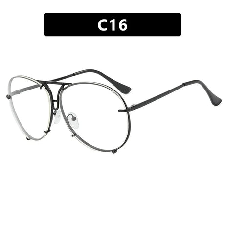 Clear Vintage Black Mirror Oversized Pilot Sunglasses