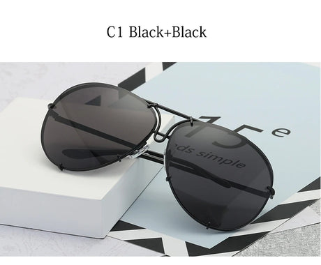 Vintage Black Mirror Oversized Pilot Sunglasses