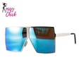 Vintage Bling Metal Frame Oversized Square Sunglasses Sassy Chick Logo