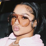 model using Vintage Brand Oversized Pilot Sunglasses