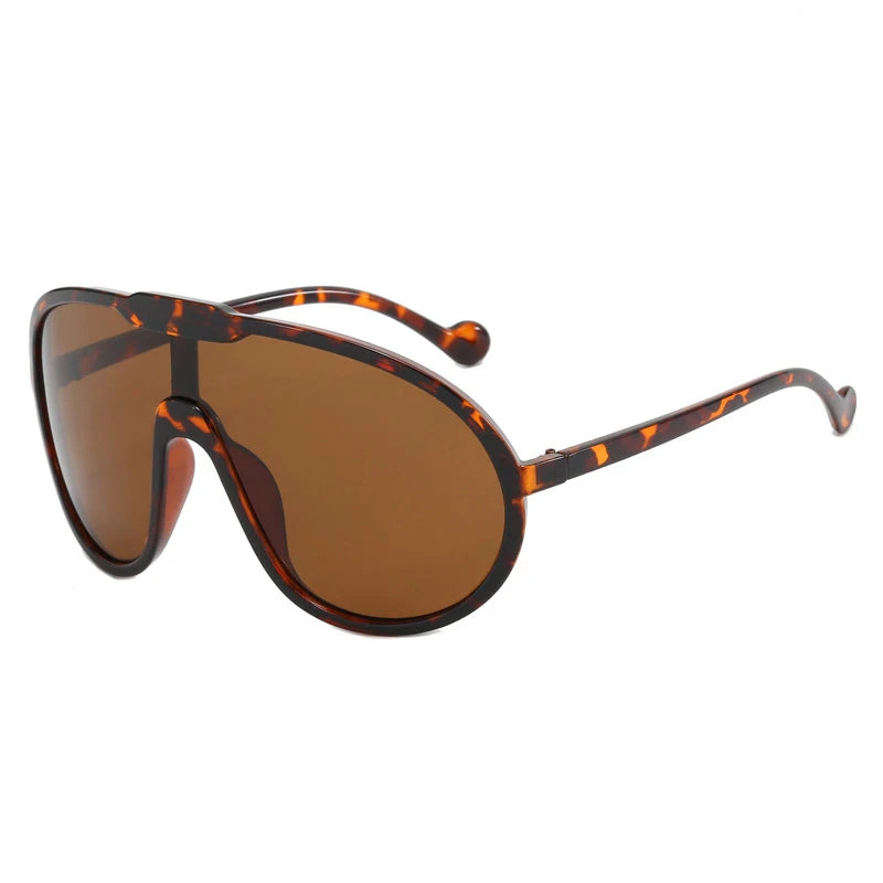 leopard frame, brown lens Vintage Brand Oversized Pilot Sunglasses