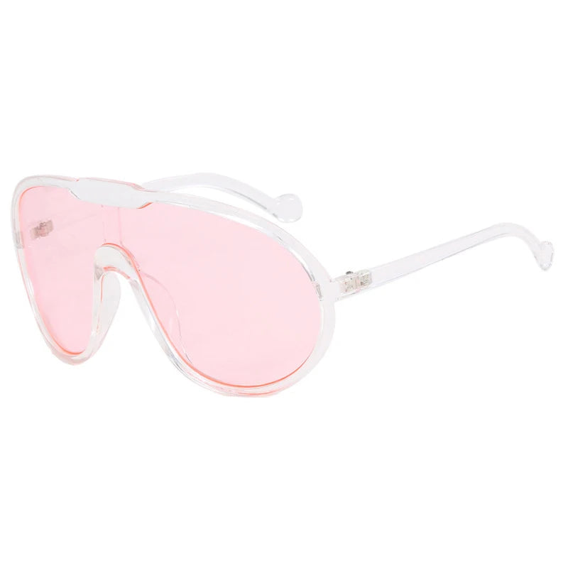 white transparent frame, pink lens Vintage Brand Oversized Pilot Sunglasses