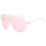 white transparent frame, pink lens Vintage Brand Oversized Pilot Sunglasses