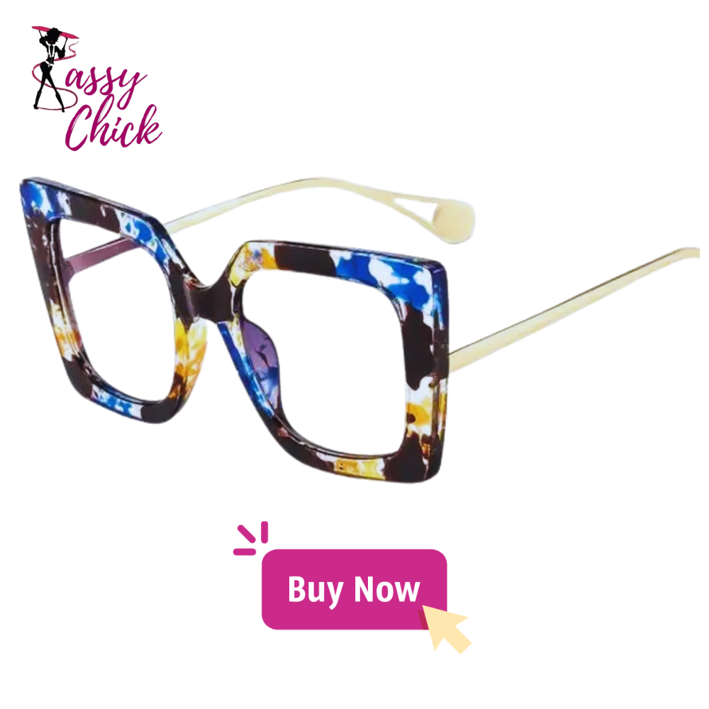 square color mix glasses sassy chick logo 