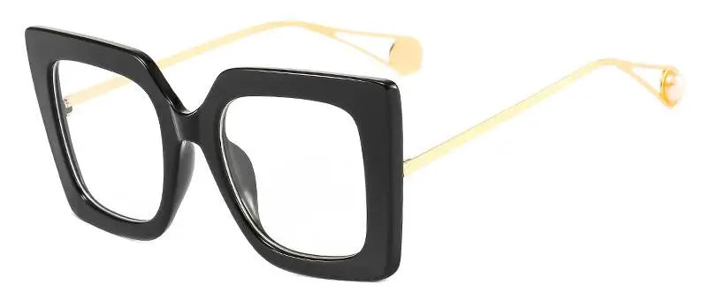 square glasses black clear lens