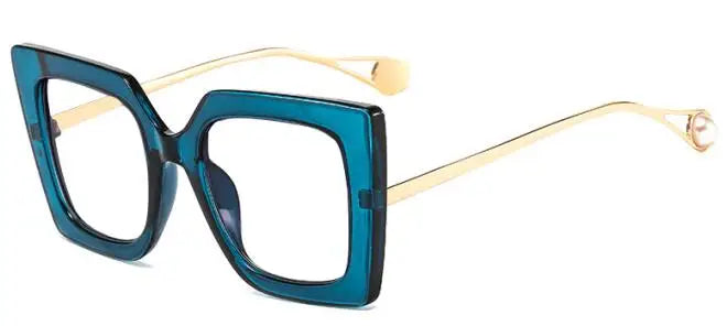 square glasses blue clear lens