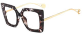 square glasses black white mix clear lens