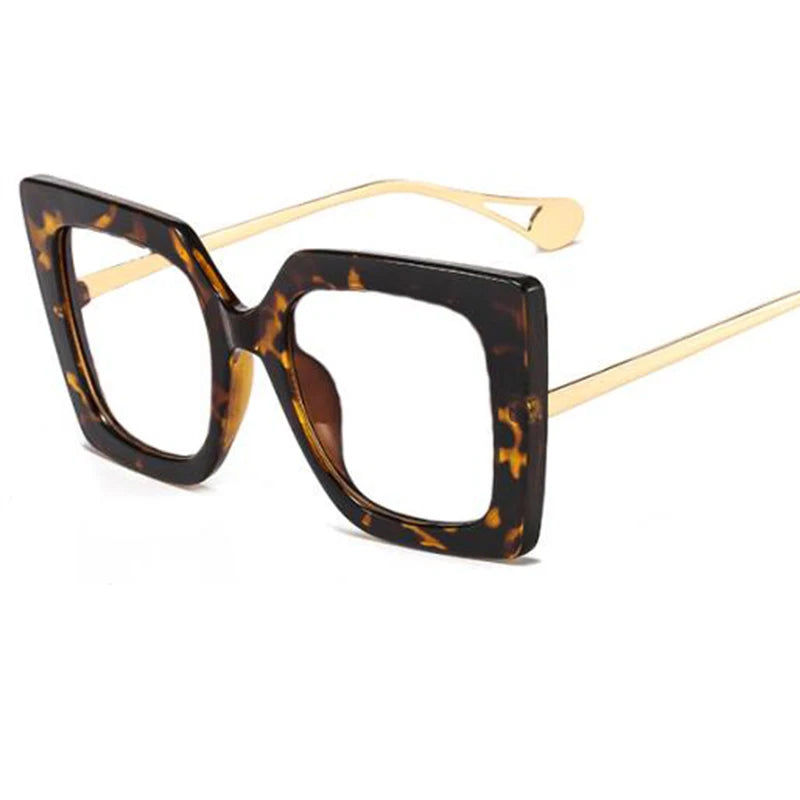square glasses leopard