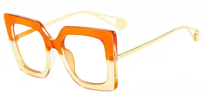 square glasses orange transparent 