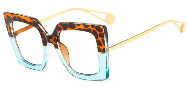 square glasses leopard blue