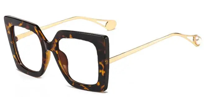 square glasses gold leopard