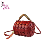 Vintage Button Round Cylinder Handbag Sassy Chick Logo