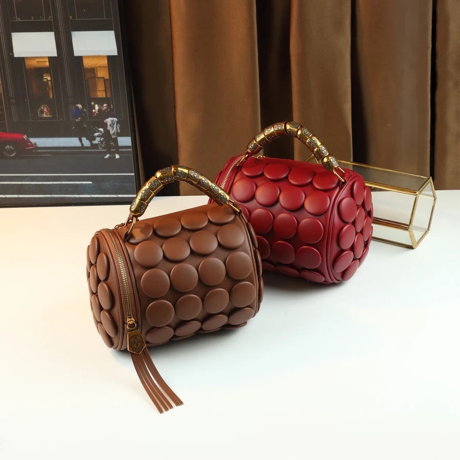 Collection of Vintage Button Round Cylinder Handbag