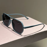 Gray Vintage Double Bridge Irregular Rim Sunglasses