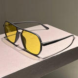 Gold Vintage Double Bridge Irregular Rim Sunglasses