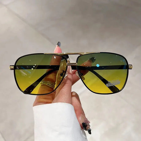 Vintage Double Bridge Polarized Photochromic Sunglasses