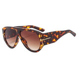 Vintage Female Retro Flat Top One Piece Sunglasses leopard