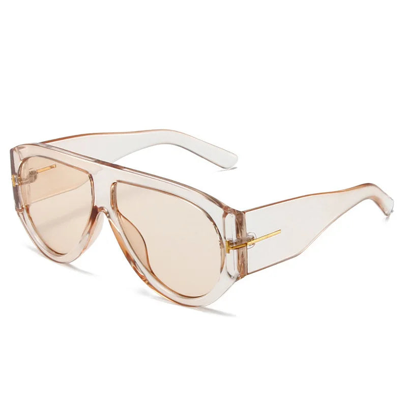 Vintage Female Retro Flat Top One Piece Sunglasses transparent frame