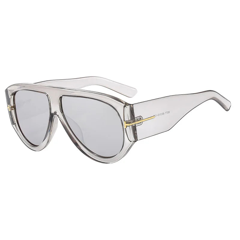 Vintage Female Retro Flat Top One Piece Sunglasses transparent frame