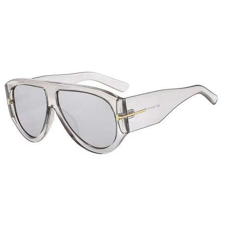 Vintage Female Retro Flat Top One Piece Sunglasses transparent frame