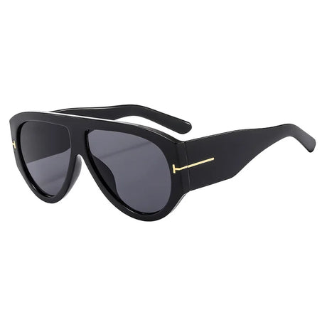 Vintage Female Retro Flat Top One Piece Sunglasses black