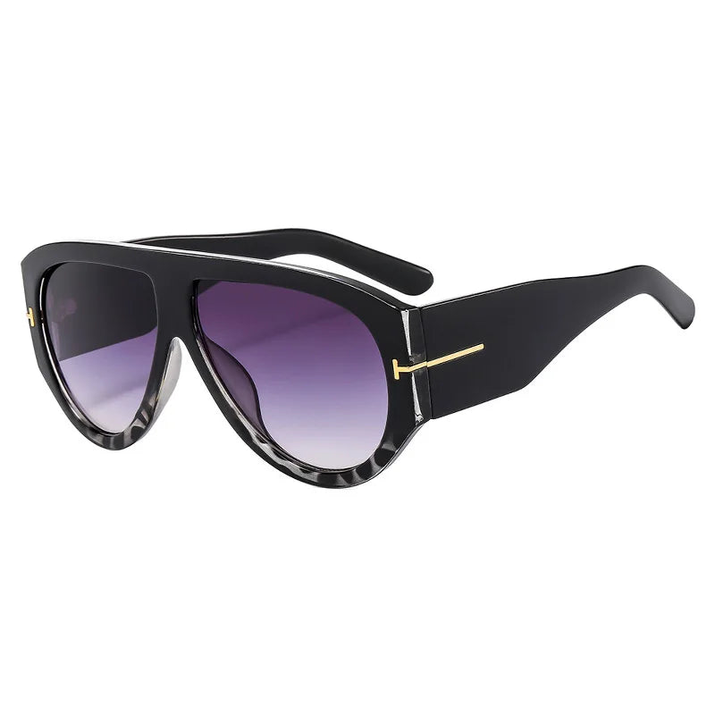 Vintage Female Retro Flat Top One Piece Sunglasses black